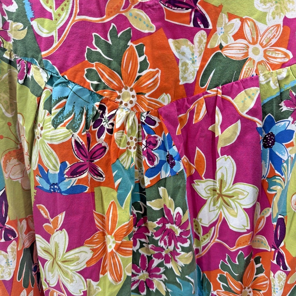 National Vtg Mumu Midi Dress Tropical Floral Women Plus 1X Grannycore Retro - Picture 2 of 7